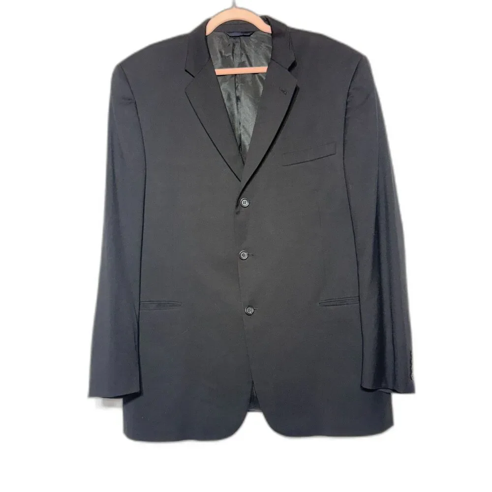 Burberry London Bond Street Suit Jacket Mens 48L Black Wool 3 Button Blazer